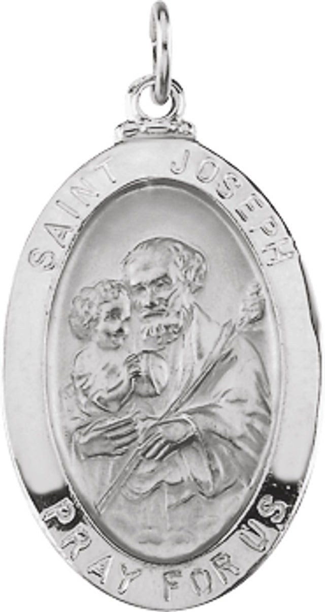 Sterling Silver 23.5x16 mm St. Joseph Medal