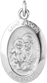 14K White 15x11 mm St. Joseph Medal