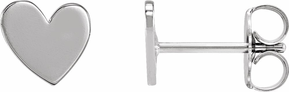 14K White Gold 6 mm Asymmetrical Heart Earrings
