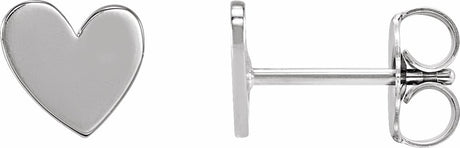 14K White Gold 6 mm Asymmetrical Heart Earrings