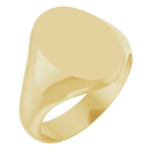 14K Yellow Gold Oval Signet Ring