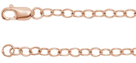 14K Rose Gold 2.5 mm Cable 7" Chain 
