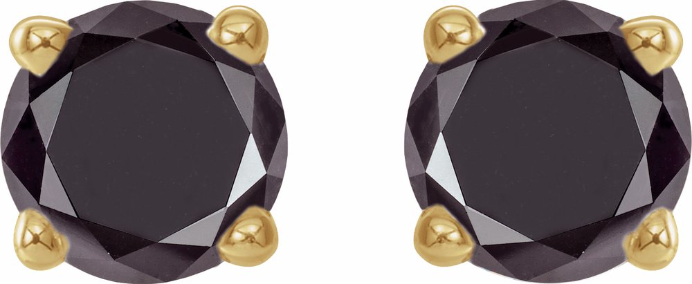 14K Yellow 1/2 CTW Natural Black Diamond Stud Earrings