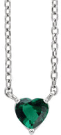 14K White Gold Lab-Grown Emerald Heart 16-18" Necklace