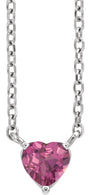 Sterling Silver Natural Pink Tourmaline Heart 16-18" Necklace