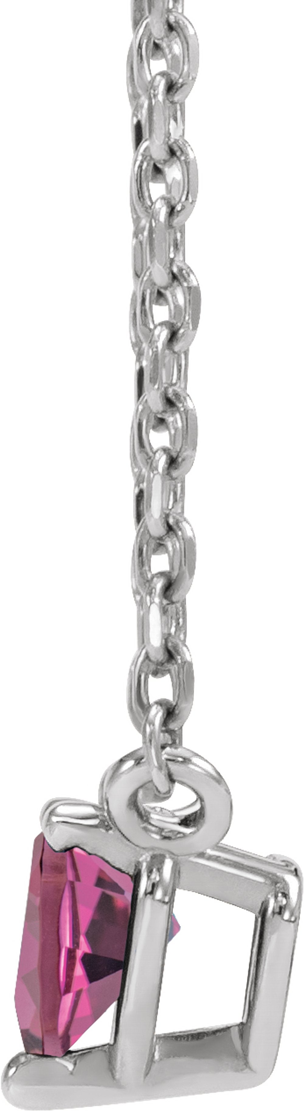 Sterling Silver Natural Pink Tourmaline Heart 16-18" Necklace