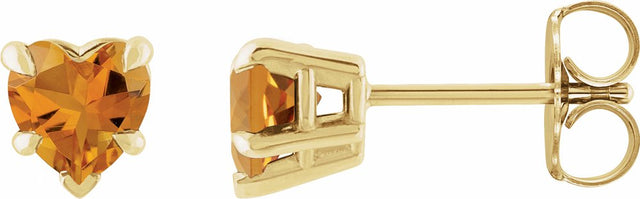 14K Yellow Gold Natural Citrine Stud Earring