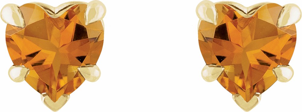 14K Yellow Gold Natural Citrine Stud Earring