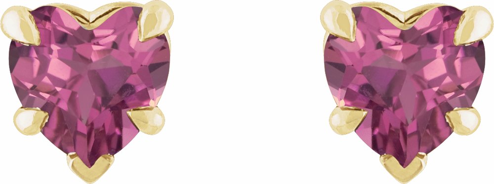 14K Yellow Natural Pink Tourmaline Stud Earring