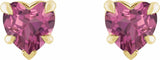 14K Yellow Natural Pink Tourmaline Stud Earring