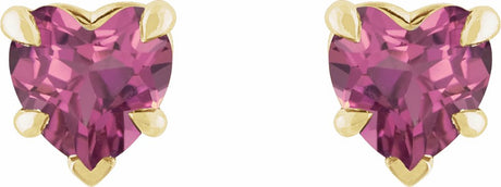 14K Yellow Natural Pink Tourmaline Stud Earring