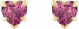 14K Yellow Gold Natural Pink Tourmaline Stud Earring