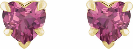 14K Yellow Gold Natural Pink Tourmaline Stud Earring