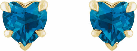 14K Yellow Natural London Blue Topaz Stud Earring