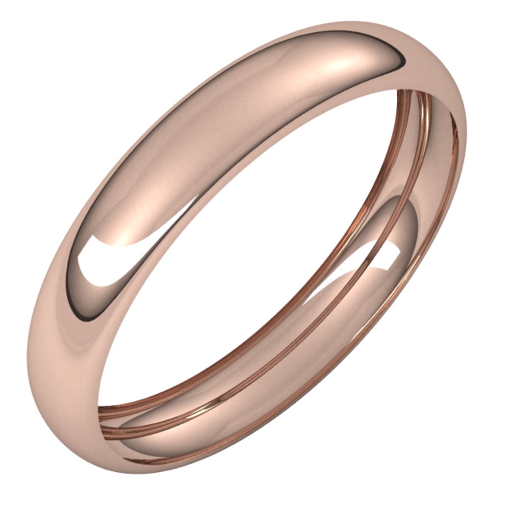 10K Rose Gold 3.5 mm Half Round Band Size 11