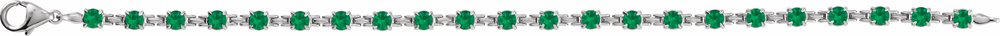 14K White Lab-Grown Emerald 7 1/4" Line Bracelet