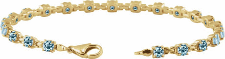 14K Yellow Natural Sky Blue Topaz 7 1/4" Line Bracelet