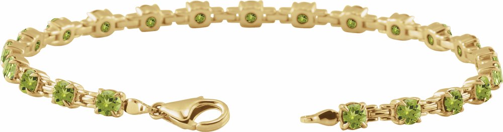 14K Yellow Natural Peridot 7 1/4" Line Bracelet