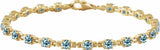 14K Yellow Gold Natural Sky Blue Topaz 7 1/4" Line Bracelet