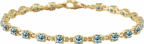 14K Yellow Gold Natural Sky Blue Topaz 7 1/4" Line Bracelet
