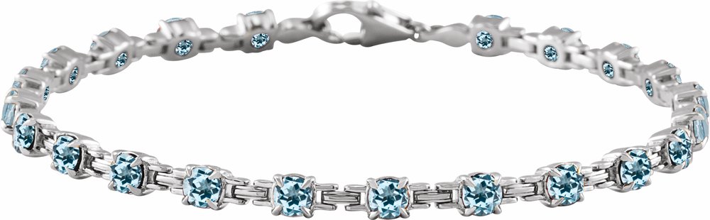 14K White Natural Sky Blue Topaz 7 1/4" Line Bracelet