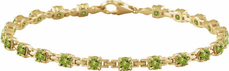 14K Yellow Natural Peridot 7 1/4" Line Bracelet