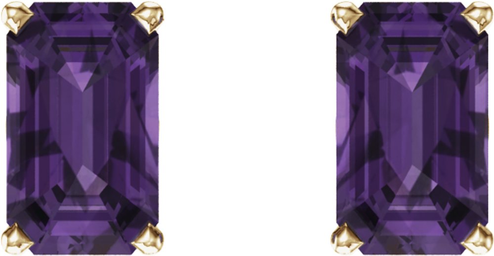 14K Yellow Natural Amethyst Earrings