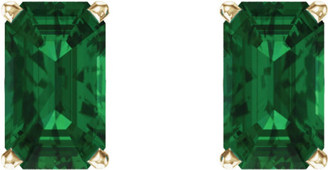 14K Yellow Gold Lab-Grown Emerald Scroll Setting® Earrings
