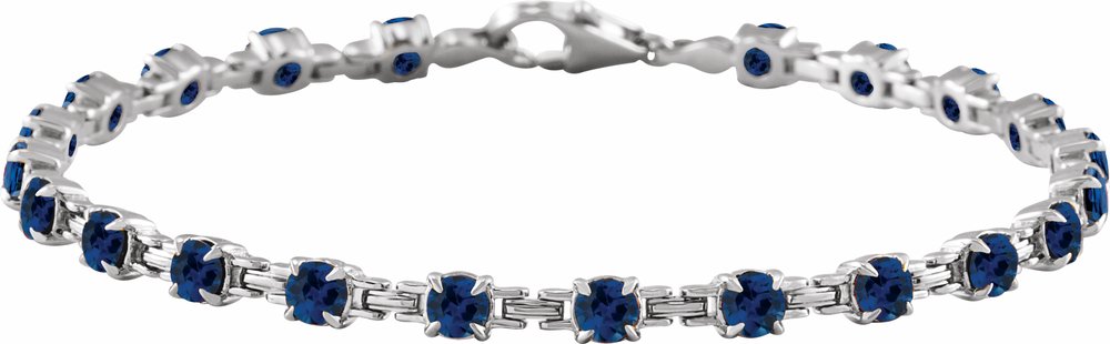 14K White Lab-Grown Blue Sapphire 7 1/4" Line Bracelet