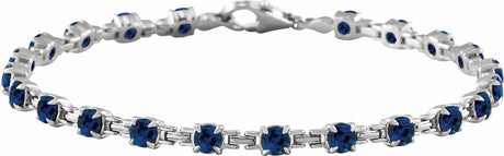 14K White Gold Lab-Grown Blue Sapphire 7 1/4" Line Bracelet