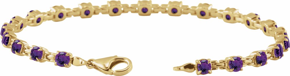 14K Yellow Natural Amethyst 7 1/4" Line Bracelet