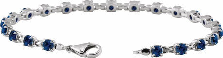 14K White Gold Lab-Grown Blue Sapphire 7 1/4" Line Bracelet