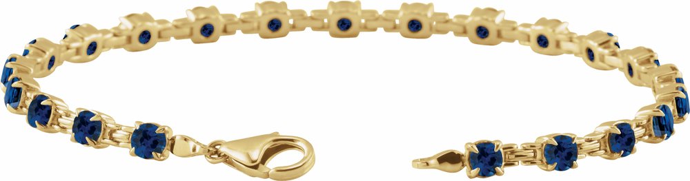 14K Yellow Lab-Grown Blue Sapphire 7 1/4" Line Bracelet