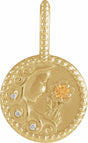 14K Yellow Gold Natural Spessartite Garnet & .0075 CTW Natural Diamond Virgo Charm/Pendant