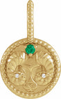 14K Yellow Gold Natural Emerald & .005 CTW Natural Diamond Aries Charm/Pendant
