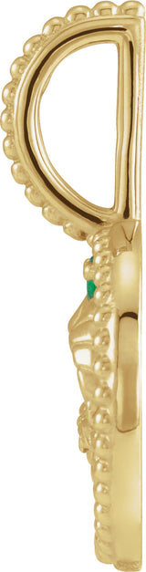 14K Yellow Gold Natural Emerald & .005 CTW Natural Diamond Aries Charm/Pendant