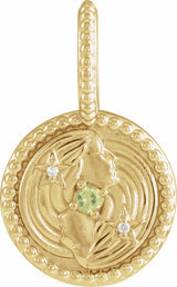 14K Yellow Natural Peridot & .005 CTW Natural Diamond Gemini Charm/Pendant