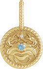 14K Yellow Gold Natural Aquamarine & .0025 CTW Natural Diamond Cancer Charm/Pendant