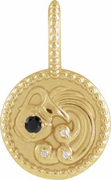 14K Yellow Gold Natural Black Spinel & .0075 CTW Natural Diamond Aquarius Charm/Pendant