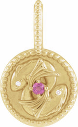 14K Yellow Gold Natural Rhodolite Garnet & .005 CTW Natural Diamond Pisces Charm/Pendant