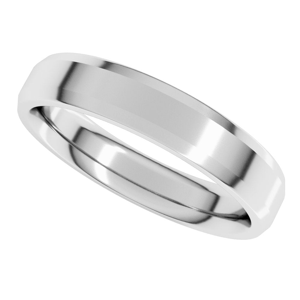 14K White 4 mm Beveled-Edge Comfort-Fit Flat Band