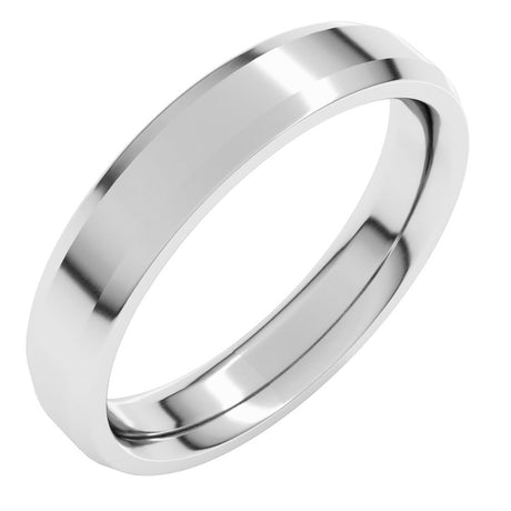 14K White Gold 4 mm Beveled-Edge Comfort-Fit Flat Band Size 8.5