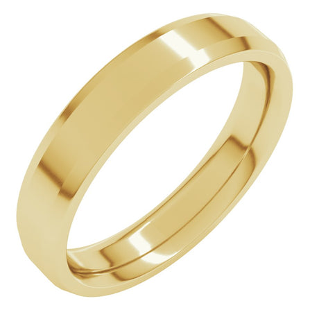 14K Yellow 4 mm Beveled-Edge Comfort-Fit Flat Band Size 10