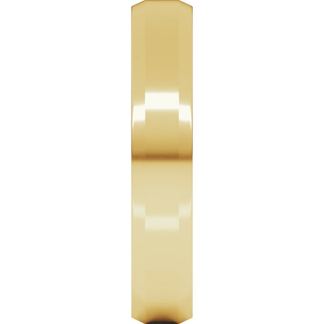 14K Yellow Gold 4 mm Beveled-Edge Comfort-Fit Flat Band Size 10