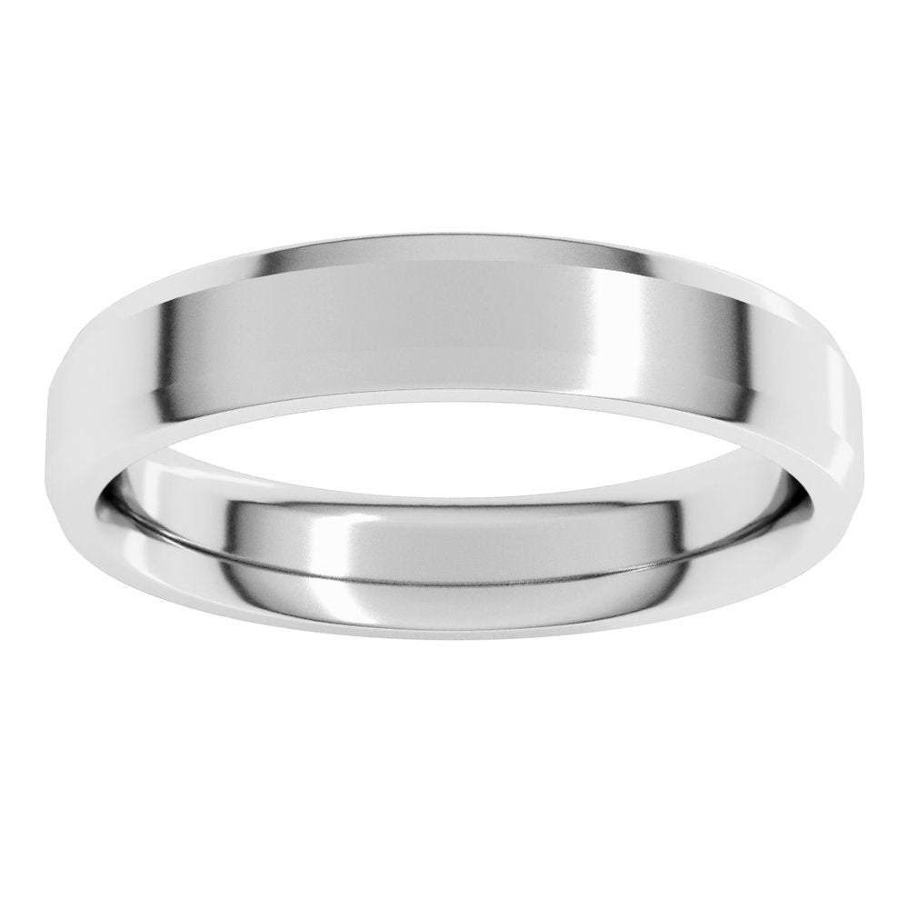 10K White Gold 4 mm Beveled-Edge Comfort-Fit Flat Band Size 7.5