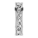 10K White Gold 6.4 mm Milgrain Sculptural Flat Band Size 11.5