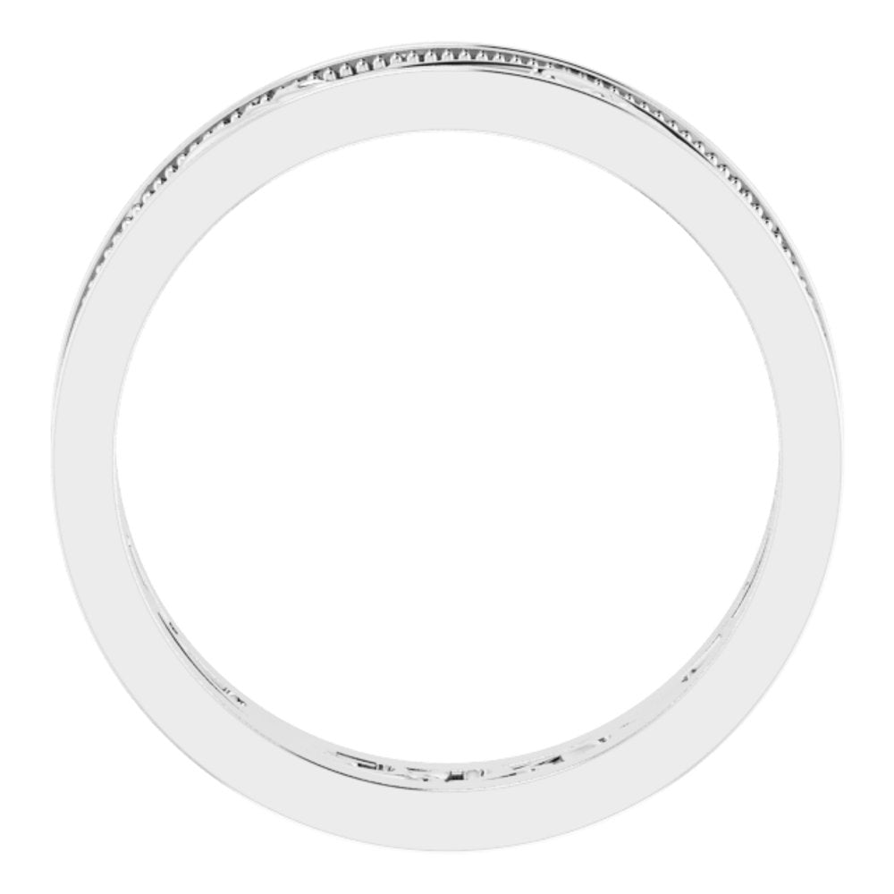 10K White Gold 6.4 mm Milgrain Sculptural Flat Band Size 11.5