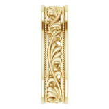 14K Yellow Gold 6.4 mm Milgrain Sculptural Flat Band