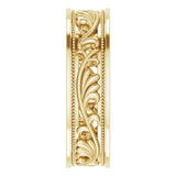 14K Yellow Gold 6.4 mm Milgrain Sculptural Flat Band Size 9