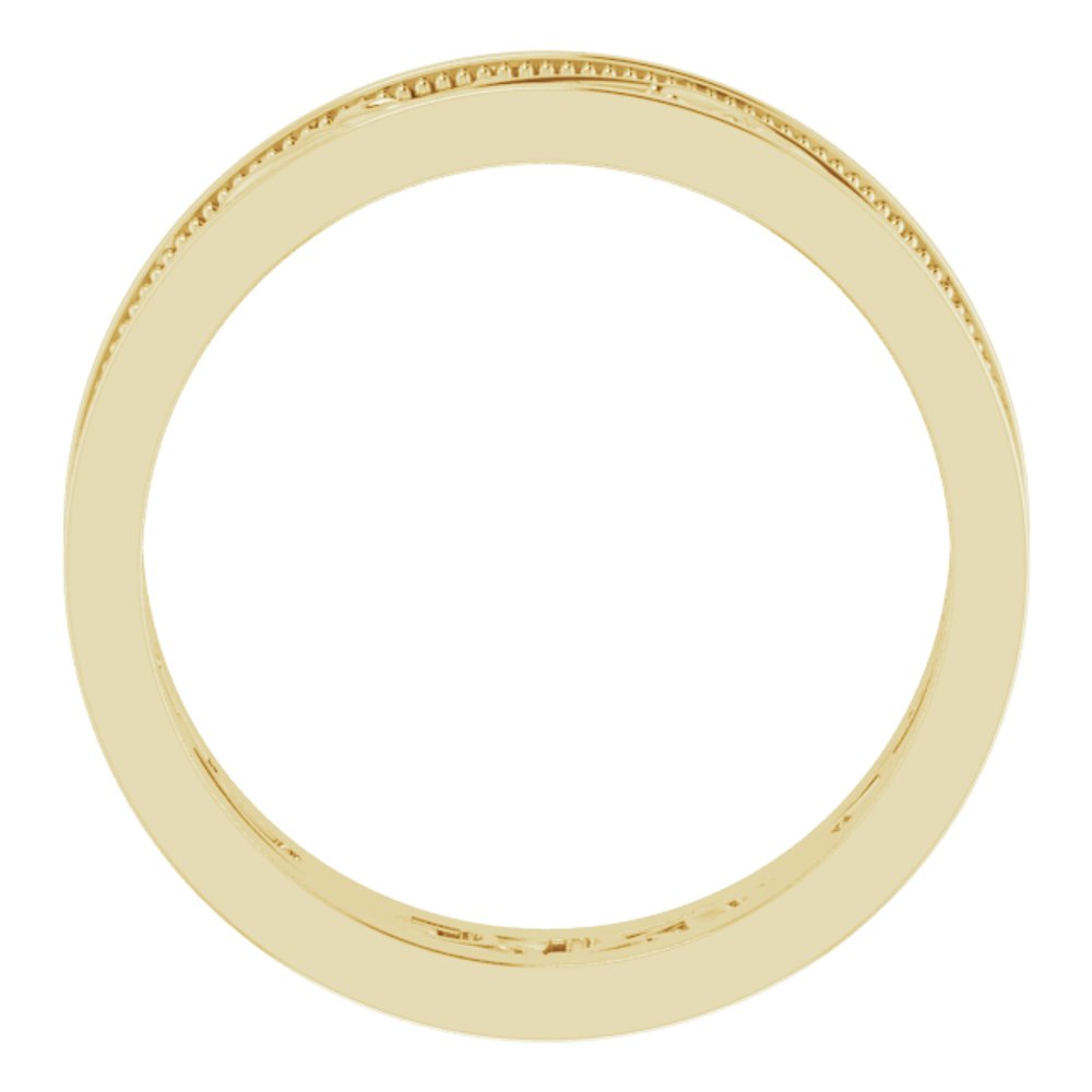 14K Yellow Gold 6.4 mm Milgrain Sculptural Flat Band Size 9